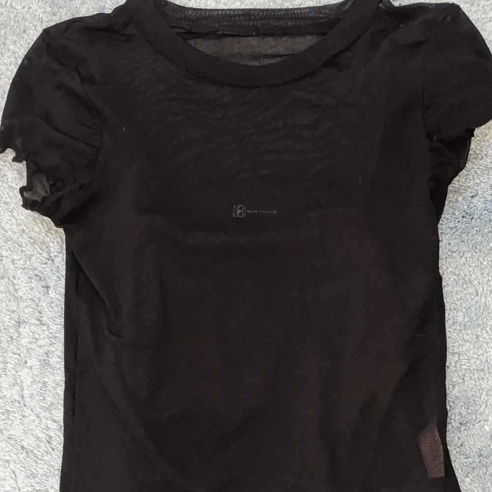 Black See through crop top with solid cameo under